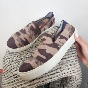 Rothy's Taupe Camo Sneakers Slip On Womens Size 8